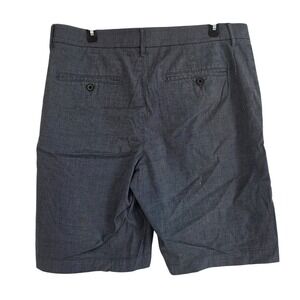 Marc Anthony Mens Stretch Waist Flat Front Shorts Size 34W Blue Chambray